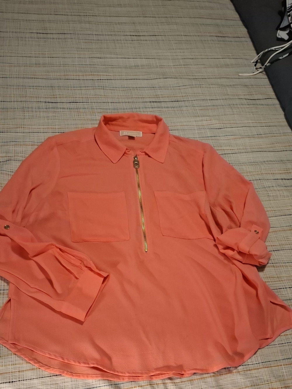 Michael Kors Coral Zip-Pocket Blouse